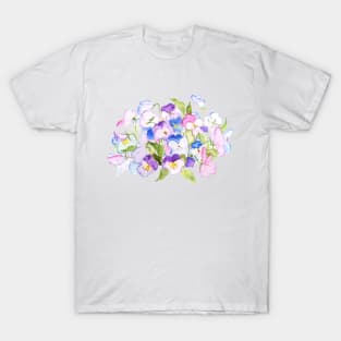 colorful pansies arrangement watercolor T-Shirt